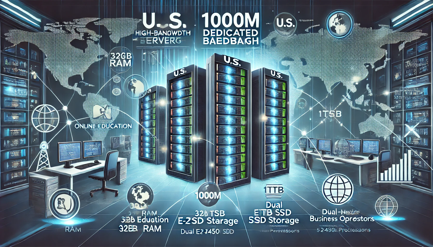 美国自营服务器:美国E5千兆BGP,CPU:E5-2450L*2,内存:32G, 硬盘:,宽带:1000M独享,IP:5个仅5599元/月