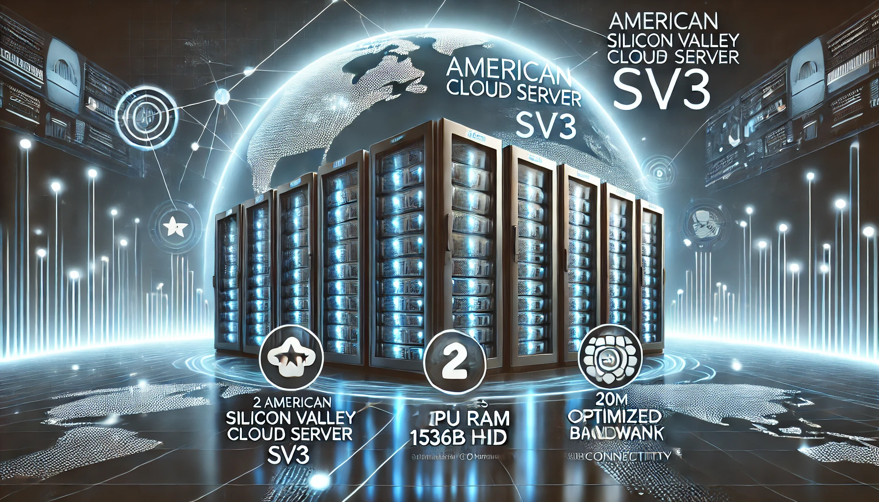 美国硅谷云服务器:美国云服务器sv3,CPU:2 CPU Cores,内存:1536M, 硬盘:,宽带:大陆优化20M,IP:1IP	个仅99元/月