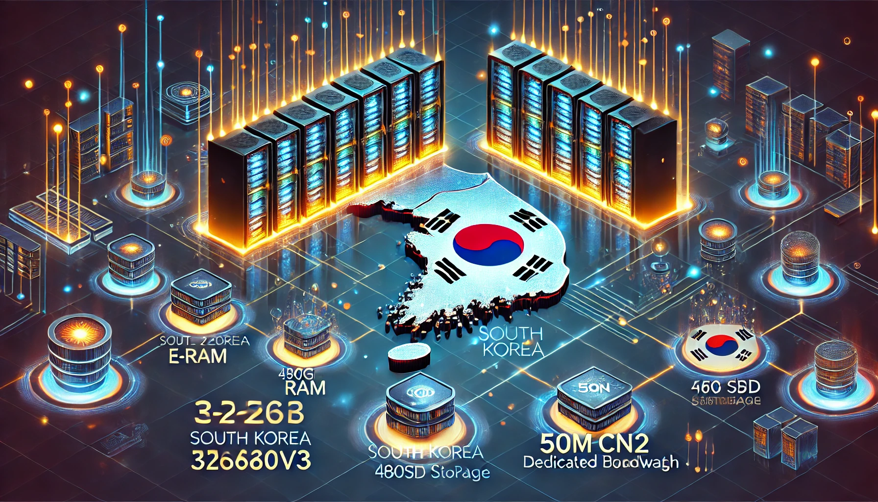 韩国自营服务器:韩国E5系列CN2,CPU:e5-2620V3*2（12核）,内存:32G, 硬盘:,宽带:50M独享,IP:3个仅2300元/月